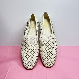 Franco Sarto 7.5 Cream Off White Laser Cut Loafers Flats - NWT